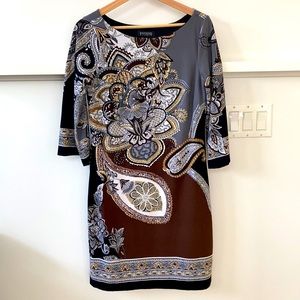 Enfocus Studio 3/4 Sleeve Patterned Dress
